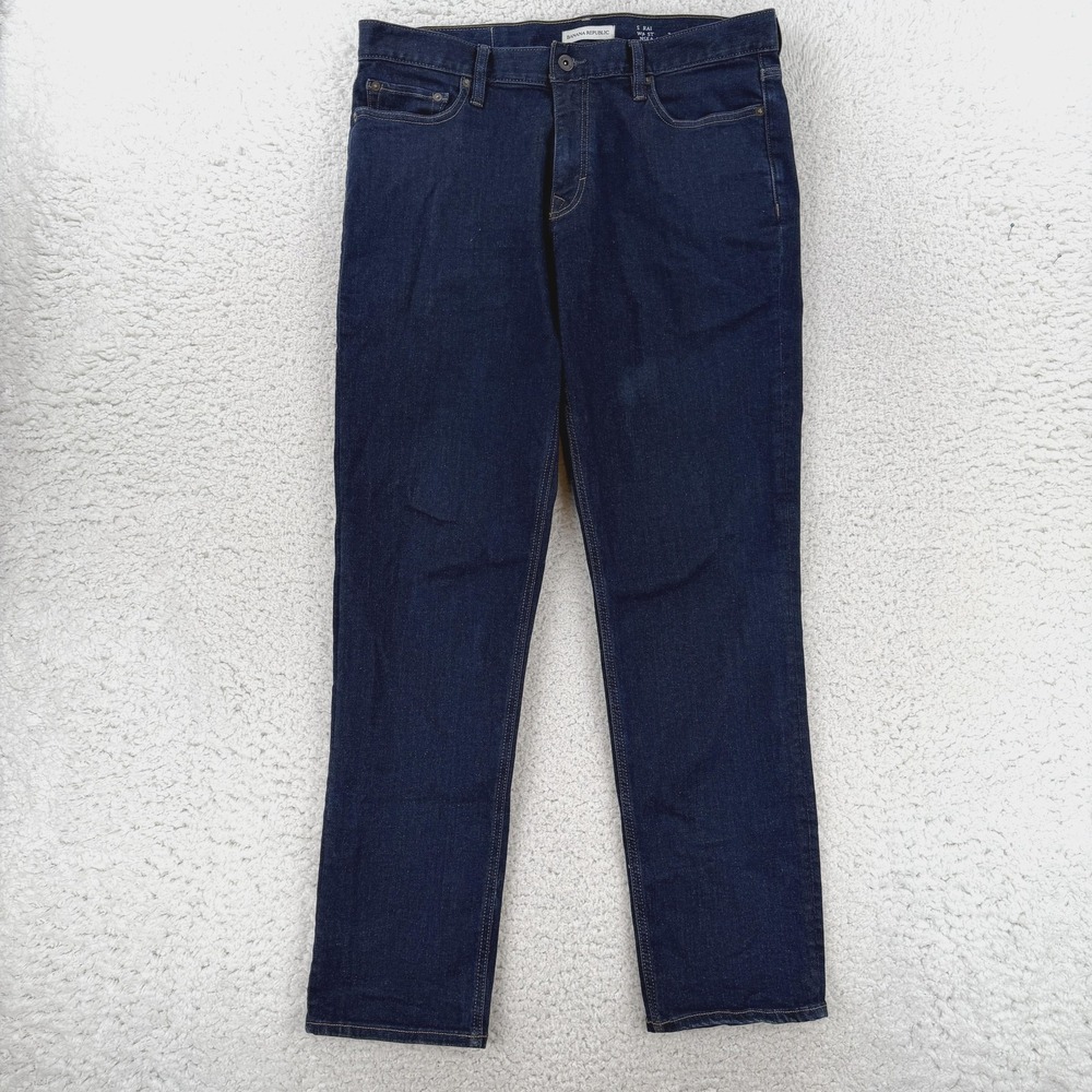 Banana Republic Straight Luxe Jeans Mens 35x32 Blue Traveler Denim Pants
